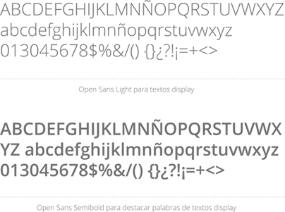 La tipografía corporativa es la familia Open Sans